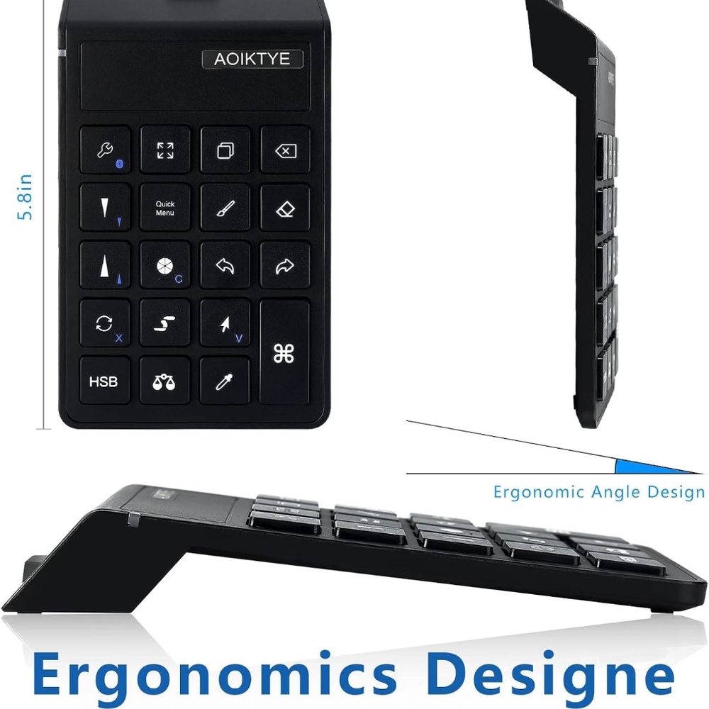 AOIKTYE Procreate Shortcut Keyboard Wireless iPad Drawing Controller - Picture 3 of 10